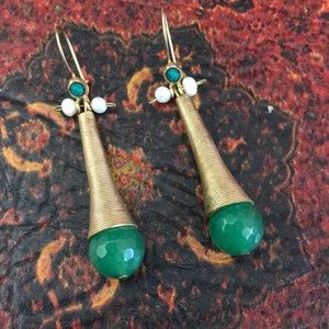 Turqouise and Jade xmas earrings